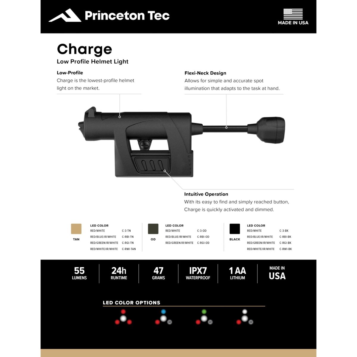 Фонарь тактический CHARGE Tan Princeton Tec