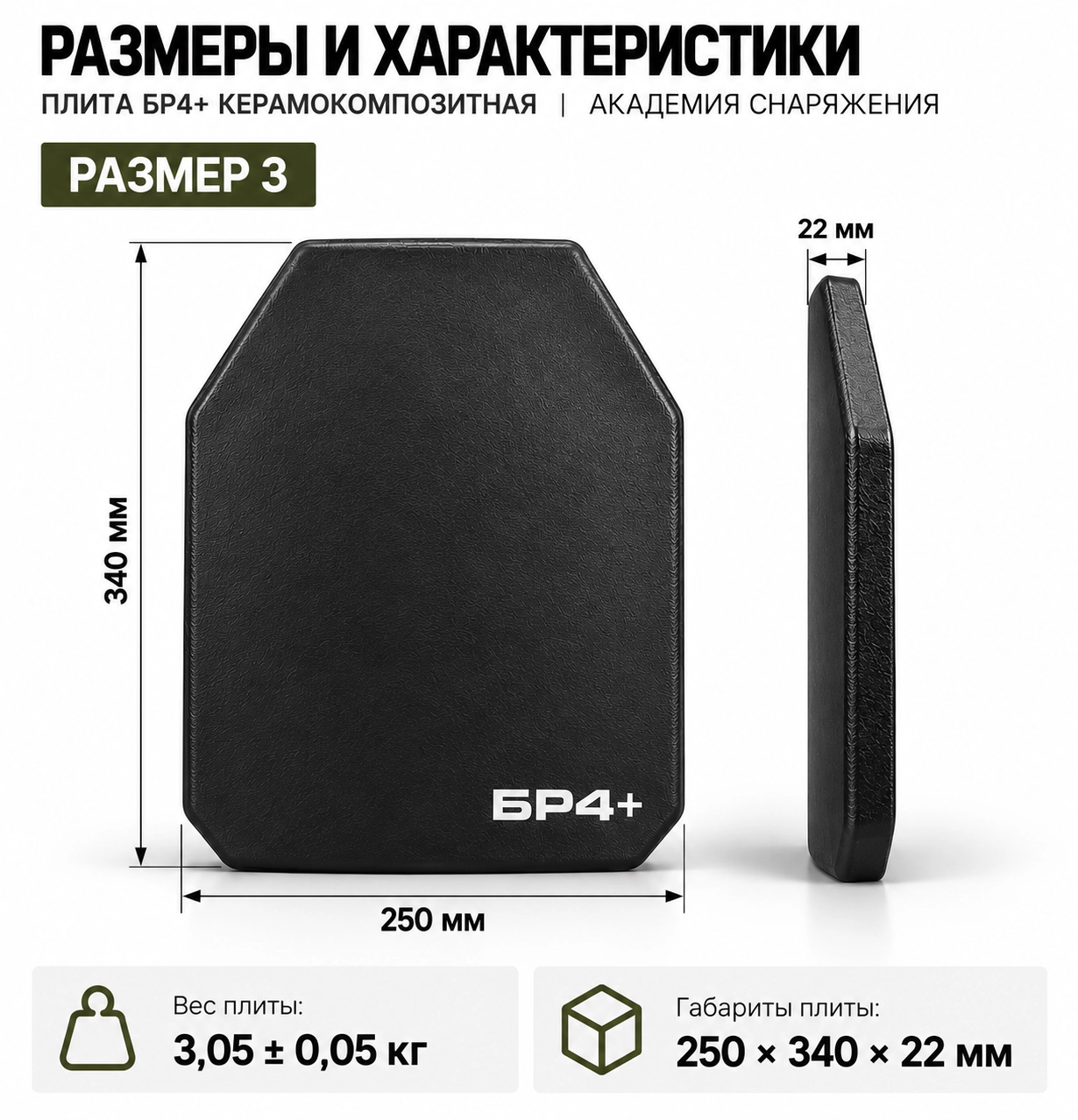 Плита БР4+ керамокомпозитная Академия Снаряжения
